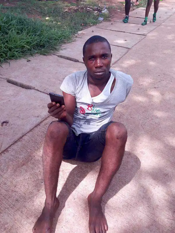 {See Photo} of Shameless Able-bodied Man Nabbed By Vigilante Members For Stealing Phones In Delta